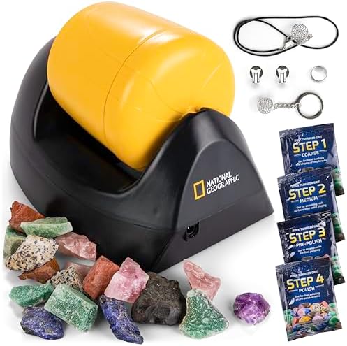 NATIONAL GEOGRAPHIC Starter Rock Tumbling Kit - Durable Leak-Proof Polisher for Kids Complete Geology Hobby Science Kit, Rocks and Crystals Kids, A Great STEM Activity