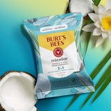 Burt's Bees Coconut & Lotus Face Wipes, Mothers Day Gifts for Mom for All Skin Types, Micellar Makeup Remover & Facial Cleansing Towelettes, 30 Ct. (3-Pack)