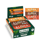 ALOHA Organic Plant Based Protein Bars - 3 Flavor Variety Pack - 12 Count, 1.9oz Bars - Vegan Snacks, Low Sugar, Gluten-Free, Low Carb, Paleo, Non-GMO, Stevia-Free, No Sugar Alcohol Sweeteners