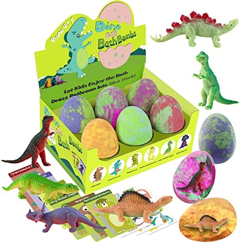 Bath Bombs for Kids with Surprise Toys Inside - XXL Dinosaur Toys Bath Bomb Gift, Kids Safe Spa Bath Fizz Balls Kit, Bath Toys for Boys Girls 3 4 5 6 7 8 9 Year, Valentines Day Gifts for Kids