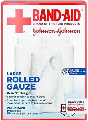Band-Aid Large Roll Gauze Value Pack 4 In, x 2.1 yds Each - 5 Bandages