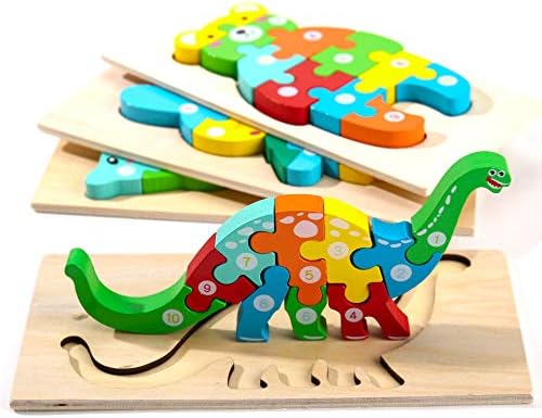Montessori Mama Wooden Toddler Puzzles for Kids Ages 2-4, Montessori Toys for 3 Year Old, Animal Toddler Toys Ages, 4-Pack Learning Toddler Puzzle