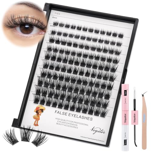 Mixed Size Kit with Applicator and Lash Bond & Seal 8-14mm/10-16mm/14-20mm Mix D Curl/DD Curl Makeup Cluster Grafting Eyelashes Individual Extension (8-14mm Mixed Lashes Kit)