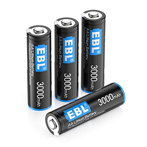 EBL 4 Pack 3000mAh 1.5V Lithium AA Batteries - High Performance Non-Rechargeable Constant Volt Double A Battery for High-Tech Devices (Non-Rechargeable Batteries)