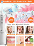 Cordless Water Flosser Teeth Cleaner, Dental Oral Irrigator Cleaning Cordless with Toothbrush, Tongue Scraper Travel Bag Waterproof 5 Jet Tips for Home Travel, (White)