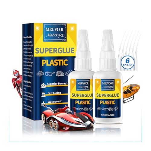 Super Glue for Plastic 100g, Heavy Duty Plastic Glue Model Kit for Legos and Miniature, Strongest Plastic Adhesive Bonder for PLA, 3D Print, Car, ABS, PVC, Acrylic, Craft, Best Plastic Glue