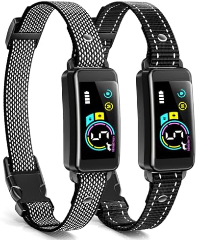 Bark Collar 2 Pack, Dog Bark Collar for Large Medium Small Dogs, Rechargeable Anti Barking Training Collar with Beep Vibration, Smart Collar with 5 Adjustable Sensitivity