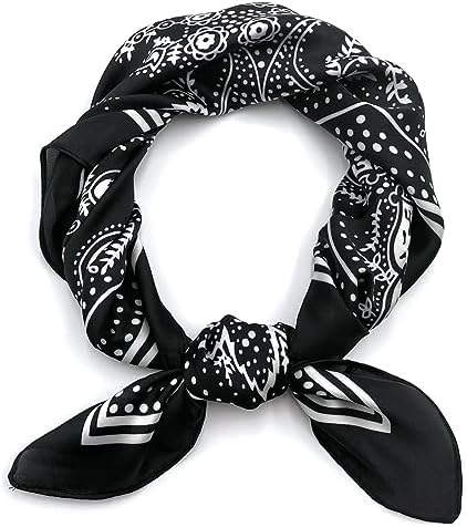 K.E.J. Gifts for Women Head Scarf for Women Hair Bandanas Silk Feeling Neckerchief Scarf for Girls Aesthetic Accessory (YGH-Bl, 27.5 * 27.5)