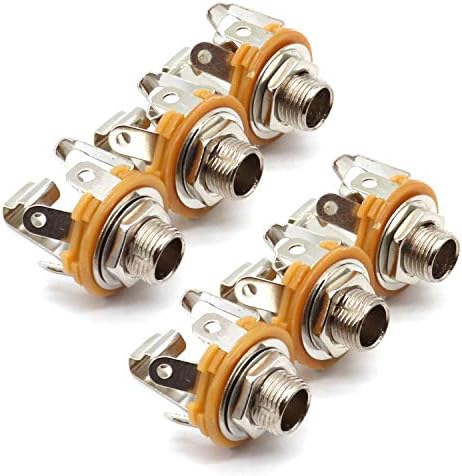 6.35mm (1/4inch) Female Stereo Socket Panel Mount Jacks, Patch Cables, Microphone Connector Adapter 6 Pack-Lageter