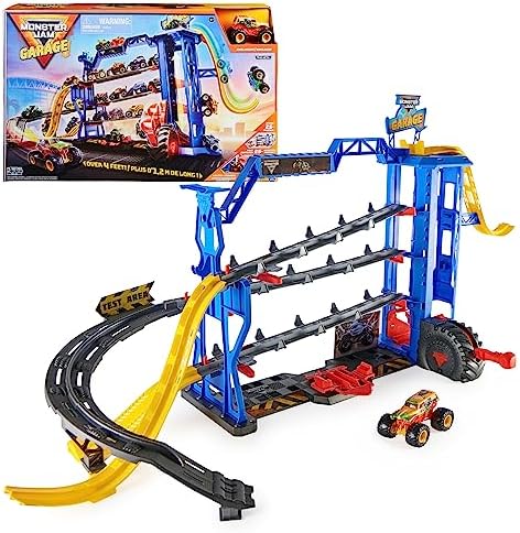 Monster Jam Garage Playset and Storage with Exclusive Grave Digger Monster Truck, Lights & Sounds, Kids Toys for Boys and Girls Ages 4 and Up