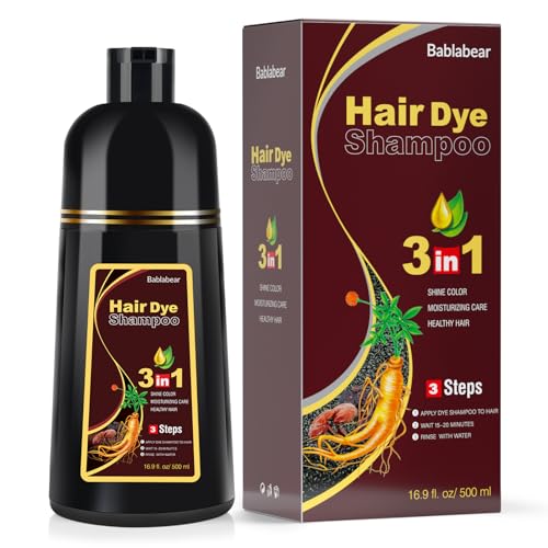 Brown Hair Dye Shampoo for Gray Hair Coverage,Instant Hair Color Shampoo for Women and Men.3 in 1 with Natural Ingredients, Lasts 30 Days/500ml