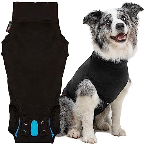 Suitical Recovery Suit for Dogs - Dog Surgery Recovery Suit with Clip-Up System - Breathable Fabric for Spay, Neuter, Skin Conditions, Incontinence - XS Dog Suit, Black