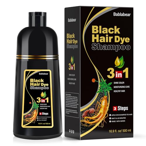 MEIDU Black Hair Dye Shampoo, Semi-Permanent Gray Coverage for Women and Men, 3 in 1 with Natural Ingredients, Lasts 30 Days/500ml