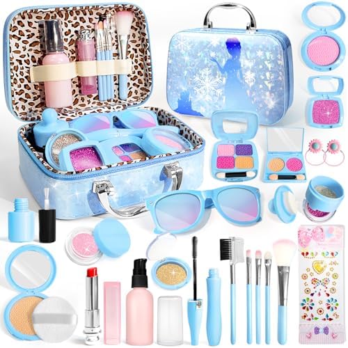 INNOCHEER Pretend Makeup for Toddlers, Fake Play Makeup for Little Girls, Frozen Toy Makeup Set for Girls, Birthday Christmas Princess Gifts Toddler Girl Toys Age 3 4 5 6 7 8 (Not Real Makeup)