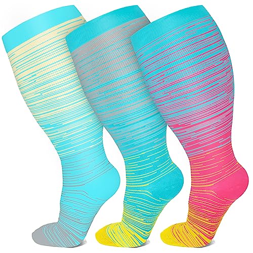 Plus Size Compression Socks for Women Men Wide Calf 15-20 mmHg Extra Large for Circulation Support Recovery