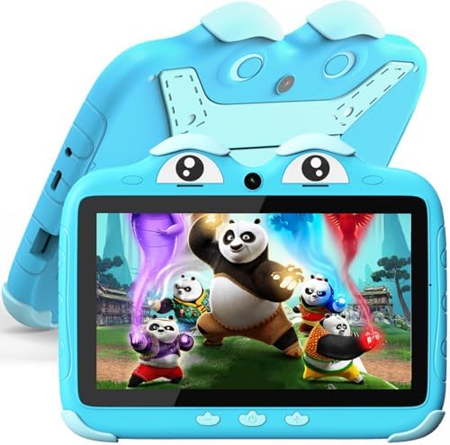 YINOCHE Kids Tablet for Kids 3-7 7'' Toddler Tablet for Toddlers Android Kids Tablets 32G Tablets for Kids WiFi Children's Tablet with Parental Control Shockproof Case Support YouTube Netflix (Blue)