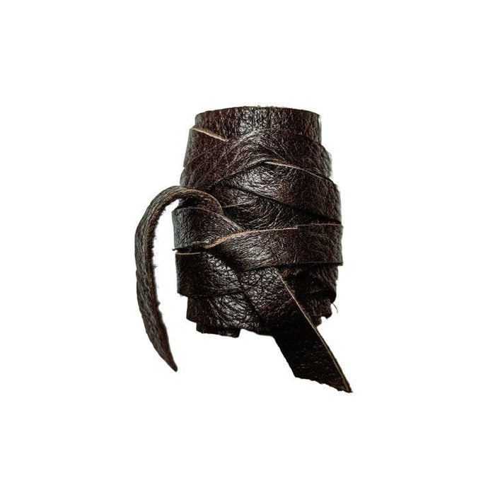 Leather Hair Wrap, Ponytail Wrap, Ponytail Holder, Hair Tie, Men's Viking Hair Wrap Warrior Style (Small, Brown)