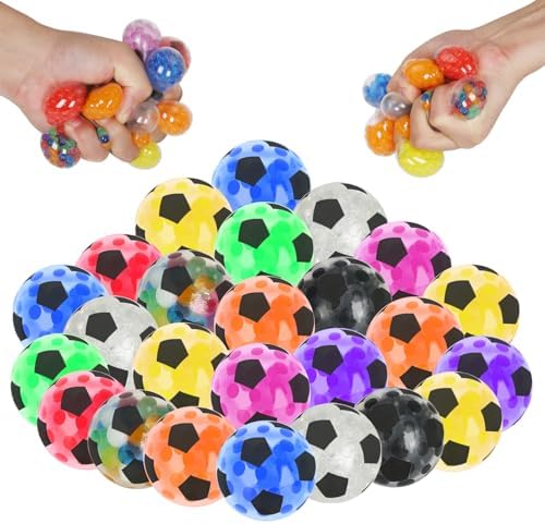 20 Pack Mini Stress Balls Set Fidget Toys for Adults, Colorful Soccer Squishy Squeeze Stress Relief Ball, Party Favors Bags Gifts