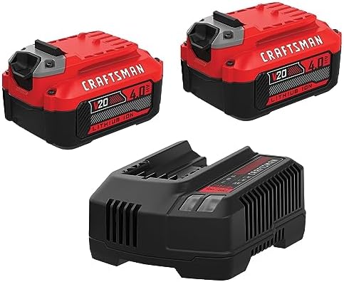 CRAFTSMAN 20V Power Tool Battery 2-Pack, Lithium-ion with Charger (CMCB204-2CK)