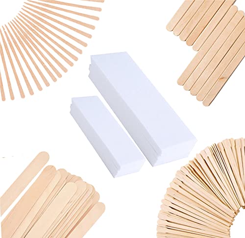 Mibly 400 Pcs Wax Sticks and Strips - Body Hair Removal Waxing Sticks and Strips for Face, Arms, Legs, Armpit, Bikini Area - Spa and Home Usage