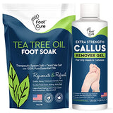 Tea Tree Foot Soak & Callus Remover Gel Kit - Extra Strength Callus Remover Gel & Foot Soak With Epsom Salts For Calluses, Dry Cracked Heels, Toenail - Pedicure for Tired Feet