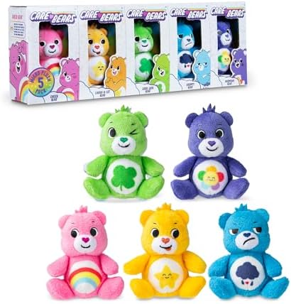 Care Bears 3" Micro Plush 5-Pack Treasure Box - Cheer, Laugh A-Lot, Good Luck, Grumpy and Harmony Bear