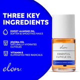 Elon Essential Cuticle Oil for Nails w/Almond Oil Extract - Jojoba Oil & Vitamin E - Softening & Hydrating Nail and Cuticle Oil – Dermatologist Recommended Nail Cuticle Oil – (0.5 oz.)