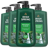 Irish Spring Original Clean Moisturizing Body and Face Wash, 30 Oz Pump (Pack of 4)