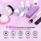 Saviland 3 Mins Instant Nail Repair Kit - 60g Pink & White Dipping Powder 21ml Nail Repair Glue Quick Nail Repair for Damaged Nails Broken Nails No Curing Need Easy to Use Home & Salon DIY