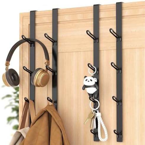 niffgaff Door Hooks Towel Hanger: Black Heavy Duty Over Door Coat Hanger for Bathroom 4 PCS