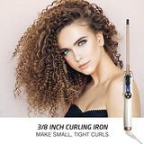 9mm Curling Iron Professional, 3/8 Inch Ceramic Tourmaline Curl Wand Barrel, Hair Curler Iron for Long & Short Hair