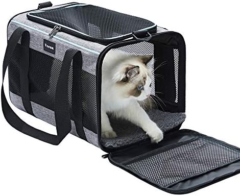 Vceoa 17.5x11x11 Inches Cat, Dog Carrier for Pets Up to 16 Lbs, Soft-Sided Cat Bag Animal Carriers Travel Puppy Carry As a Toy of Fabric Pet Home