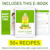 Pure Castile Soap - No Palm Oil, GMO-Free - Gentle Liquid Soap For Sensitive Skin & Baby Wash - All Natural Vegan Formula with Organic Carrier Oils (64 FL Oz, An Unscented)