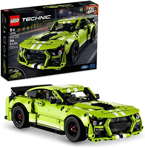 LEGO Technic Ford Mustang Shelby GT500 Building Set 42138 - Pull Back Drag Race Toy Car Model Kit, Featuring AR App for Fast Action Play, Great Gift for Boys, Girls, and Teens Ages 9+