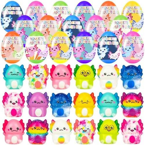 24 Pack Prefilled Easter Eggs with Slow Squishy Toys Easter Eggs Filled for Egg Hunt Easter Party Favors for Kids Boys Girls Easter Basket Stuffers Party Favors Easter Egg Hunt