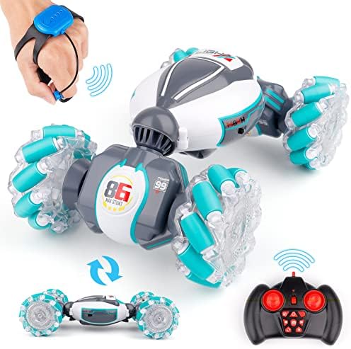 Gesture Sensing RC Stunt Car Toys for 6-12 yr Boys&Girls - Best Birthday Gifts for Kids, 2.4Ghz H&Controlled Remote Control Twist Cars, PREPOP 4WD Transform Off Road for Rotating