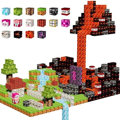 Magnetic Blocks Kids Building Toys - 1" Magnetic Cube Building Blocks Toddler Toy 126 PCS Set, STEM Sensory Toy for 3-5 5-7 Year Old Boys Girls Game Themed