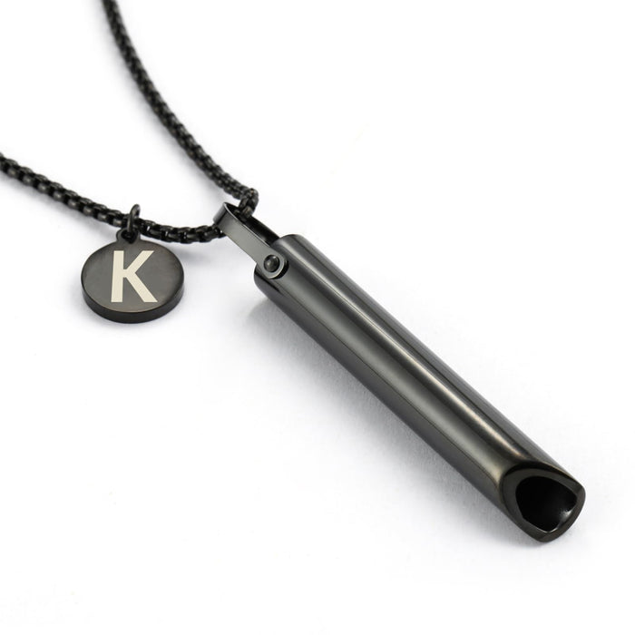 Stainless Steel Breathing Necklace,Mindful Breathlace Nnecklace,Strong Chain - Breathing Necklace for Breathwork,Anxiety Stress Relief Meditation Tools (Black-K)