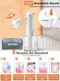 Cordless Water Flosser Teeth Cleaner, Dental Oral Irrigator Cleaning Cordless with Toothbrush, Tongue Scraper Travel Bag Waterproof 5 Jet Tips for Home Travel, (White)