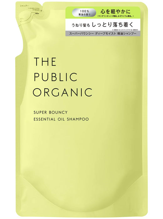 THE PUBLIC ORGANIC  Shampoo, Refill, Super Bouncy, 13.5 fl oz (400 ml), Amino Acid, Aroma, Essential Oils, Hair Care, Non-Silicone, Made in Japan