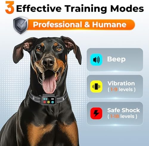 AI Dog Shock Collar 2 Dogs (10-120Lbs) - 3300FT Dog Training Collar with Remote, IPX7 Waterproof Collar with Beep, Vibration, Safe Shock for Large Medium Small Dogs, Keypad Lock and Flashing Light