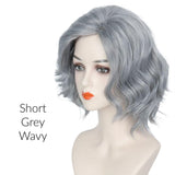 Koonfan Short Wavy Sliver Gray Grandma Wig Old Lady Wig Halloween Costume Cosplay Women Wigs