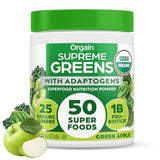 Orgain Supreme Greens Powder with 25 Organic Greens, 50 Superfoods, 1 Billion Probiotics, and Adaptogens, Vegan Greens for Gut Health and Immune Support, 1.5 Servings of Fruit and Veggies, Green Apple