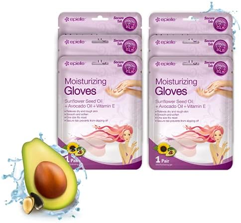 Epielle Moisturizing Hand Masks (Gloves 6pk) for Dry Hands Spa Masks | Sunflower Seed Oil + Avocado Oil + Vitamin E, Beauty Gifts, Skincare Gifts.. STOCKING STUFFERS!!