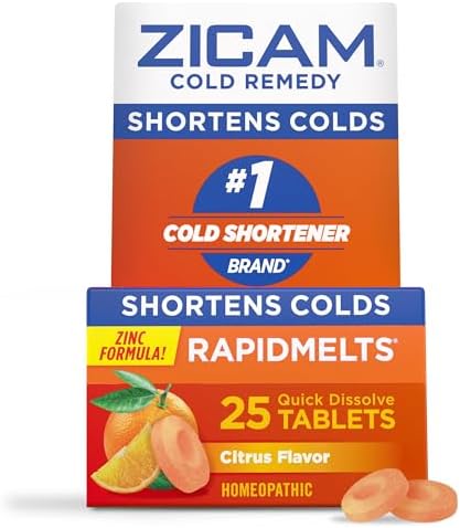 Zicam Cold Remedy Zinc Rapidmelts, Citrus Flavor, 25 Count (Pack of 1)