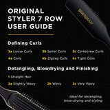 Jack Dean by Denman Curly Hair Brush D3 (All Black) 7 Row Styling Brush for Detangling, Separating, Shaping and Defining Curls - For Women and Men