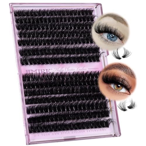 Lash Clusters Thick Mink Eyelash Clusters 280Pcs Volume Cluster Eyelash Extensions 11-18MM Fluffy Lash Extension D Curl Individual Lashes 100D+120D Cluster Lashes DIY at Home for Beginners by JIMIRE