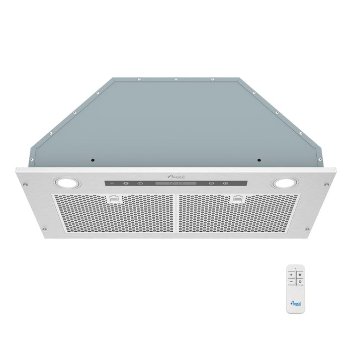 Awoco 14-1/2”D Built-in/Insert Stainless Steel Range Hood, 4-Speed, 650 CFM, LED Lights, Mesh Filters for Wood Hood (28"W 15"D Mesh Filters)