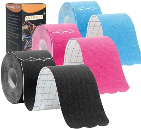 Kinesiology Tape Pro Athletic Sports (3 Rolls,60 Precut Strips) Waterproof Breathable Latex Free Tape for Ankle Wrists Knees Elastic Running Tennis Swimming Football Sports Activities Tapes (Mix)