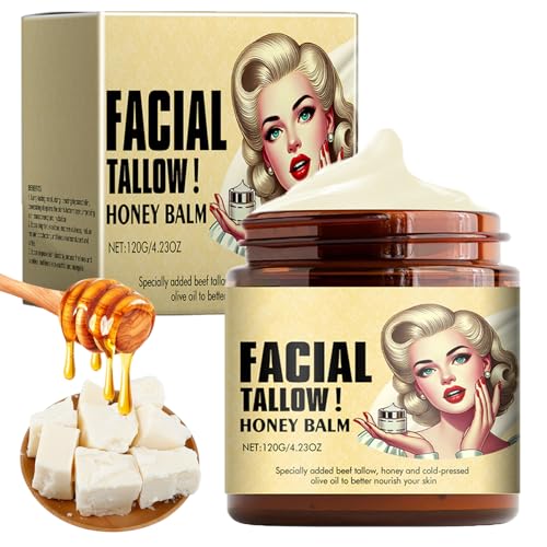 Whipped Beef Tallow and Honey Balm, Grass Fed Grass Finished Face Cream, Tallow Face Moisturizer, Beef Tallow Balm for Skin Care